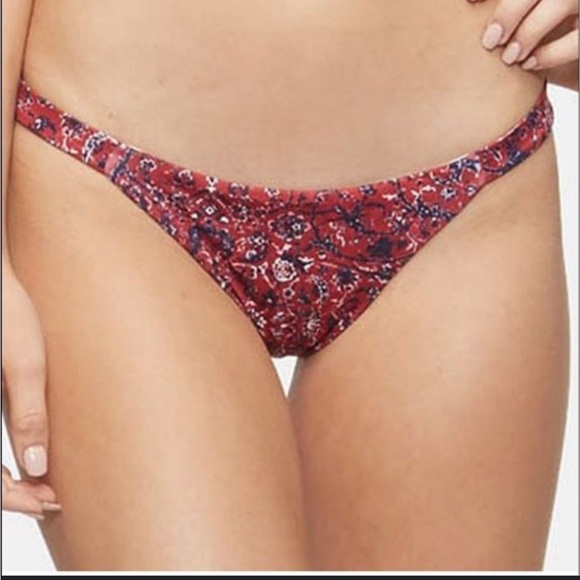 Tavik Heather Minimal Coverage Burgundy / Navy bikini bottom S - Picture 1 of 5